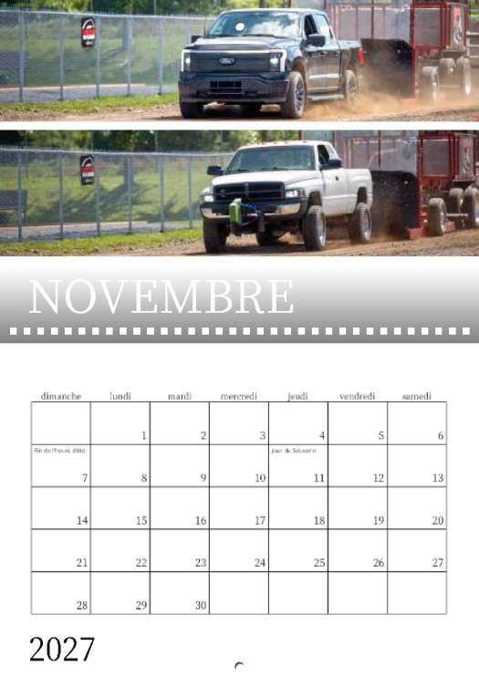 Calendrier: Tires de 4x4 sur terre battue Saint-Jean-de-Dieu 2026 (Pré-vente)