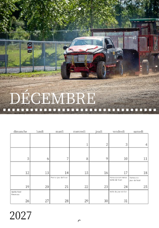 Calendrier: Tires de 4x4 sur terre battue Saint-Jean-de-Dieu 2026 (Pré-vente)