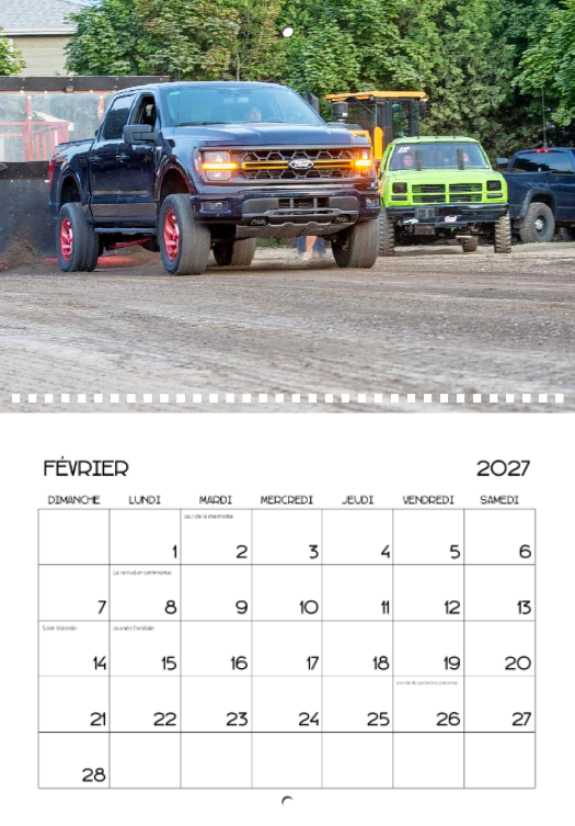 Calendrier: Tires de Pick-up Groupe Belzile Dickner Expo 2026 (Pré-vente)