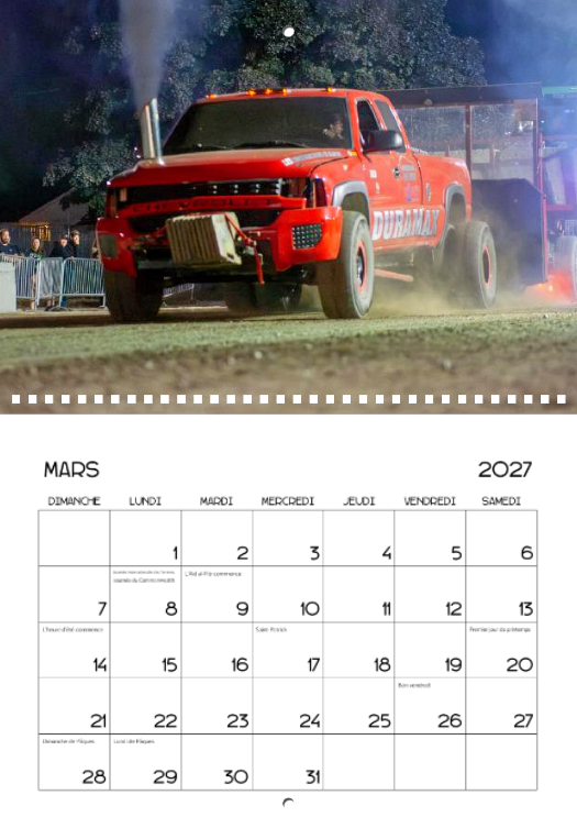 Calendrier: Tires de Pick-up Groupe Belzile Dickner Expo 2026 (Pré-vente)