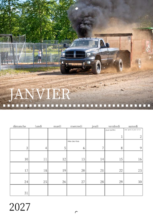 Calendrier: Tires de 4x4 sur terre battue Saint-Jean-de-Dieu 2026 (Pré-vente)