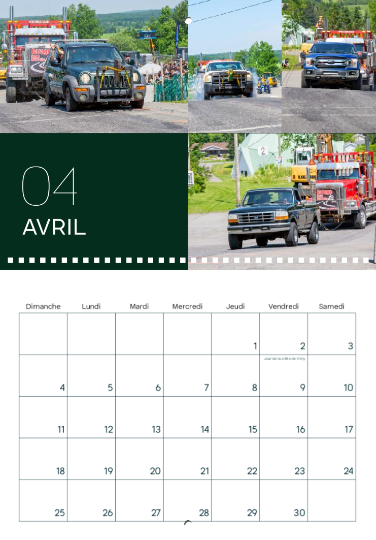 Calendrier: Tires 4x4 Provincial Garage Steve Gamache 2026