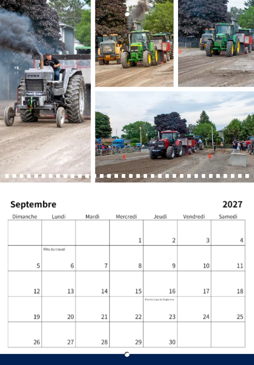 Calendrier: Tires de Tracteurs Équipements Sanitaires G.G Expo Rimouski 2026 (Pré-vente)