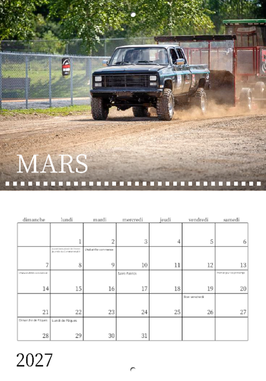 Calendrier: Tires de 4x4 sur terre battue Saint-Jean-de-Dieu 2026 (Pré-vente)
