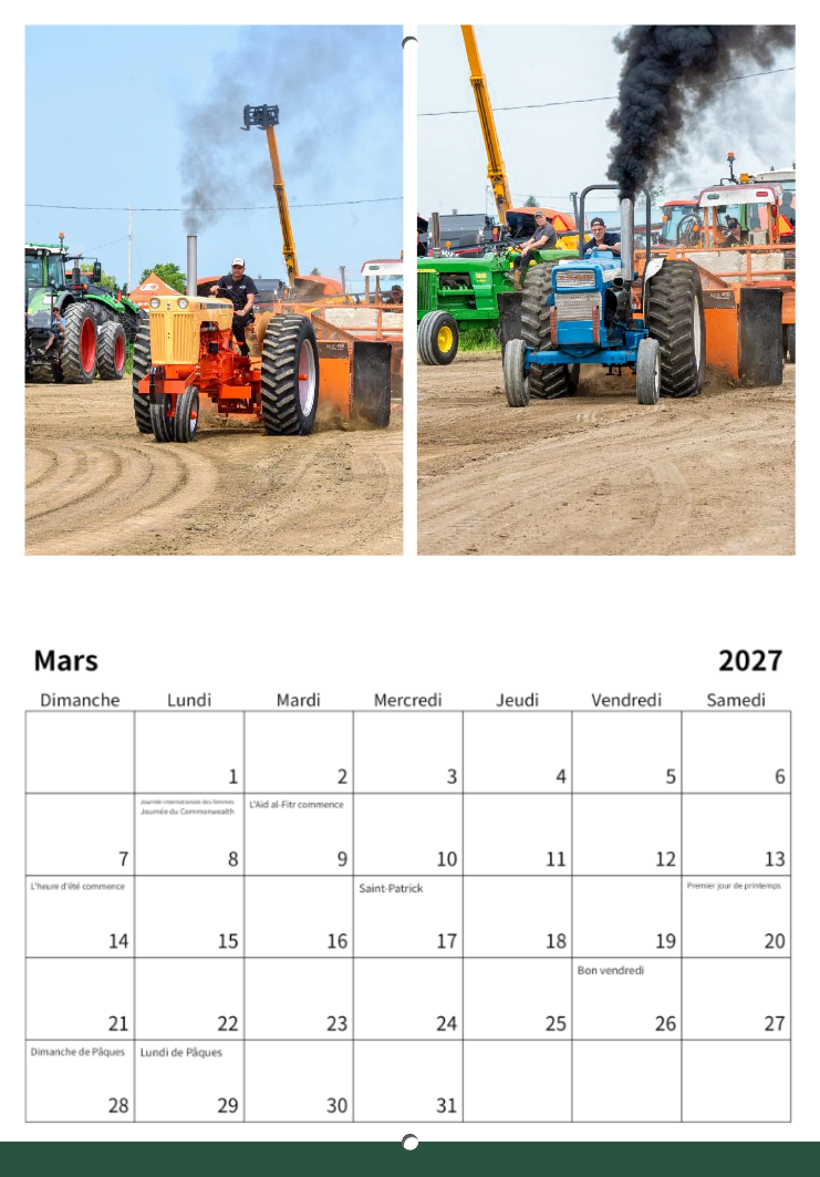Calendrier: Tires Tracteurs Calixa-Lavallée 2026