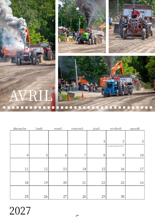 Calendrier: Tir de Tracteur de l'Ile-d'Orléans 2026 (Pré-vente)