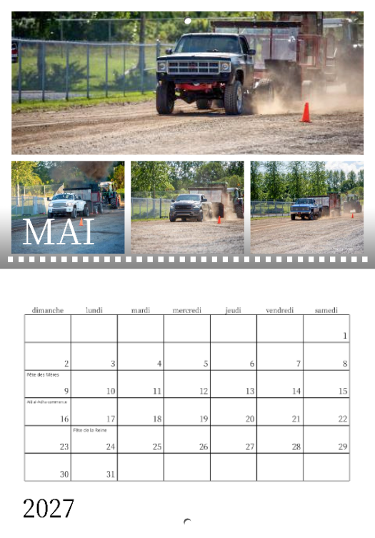 Calendrier: Tires de 4x4 sur terre battue Saint-Jean-de-Dieu 2026 (Pré-vente)