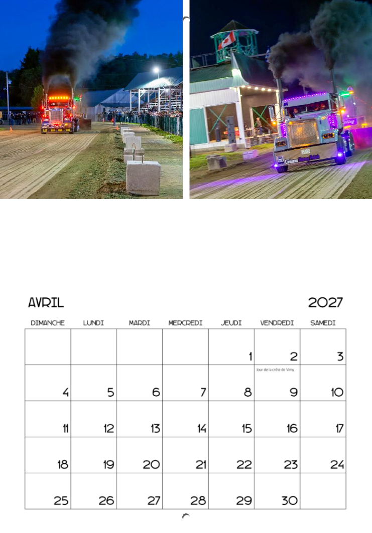Calendrier: Tires de Pick-up Ayer's Cliff 2026
