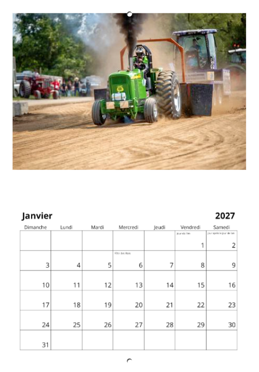 Calendrier: Tires de Tracteurs de Bedford 2026 (Pré-vente)