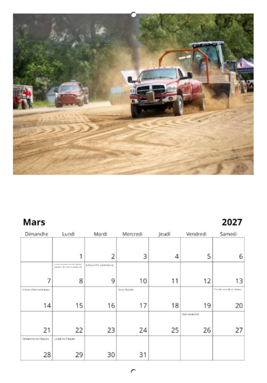 Calendrier: Tires de Tracteurs de Bedford 2026 (Pré-vente)