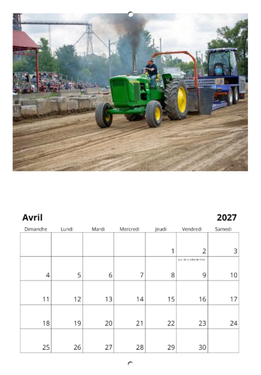 Calendrier: Tires de Tracteurs de Bedford 2026 (Pré-vente)