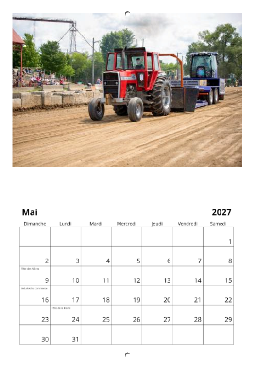 Calendrier: Tires de Tracteurs de Bedford 2026 (Pré-vente)