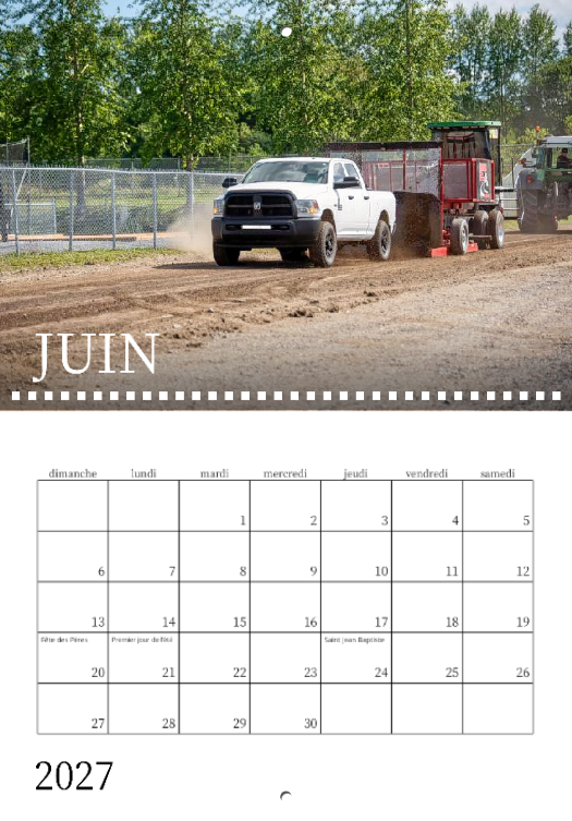 Calendrier: Tires de 4x4 sur terre battue Saint-Jean-de-Dieu 2026 (Pré-vente)