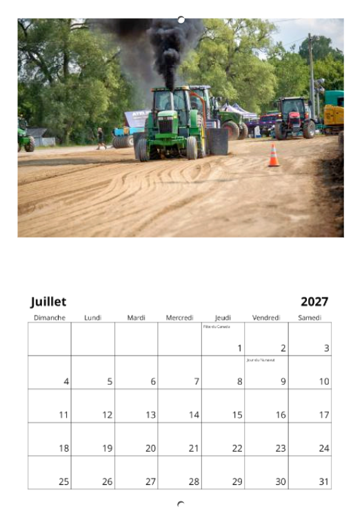 Calendrier: Tires de Tracteurs de Bedford 2026 (Pré-vente)