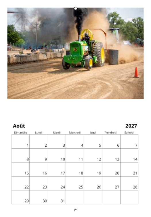 Calendrier: Tires de Tracteurs de Bedford 2026 (Pré-vente)