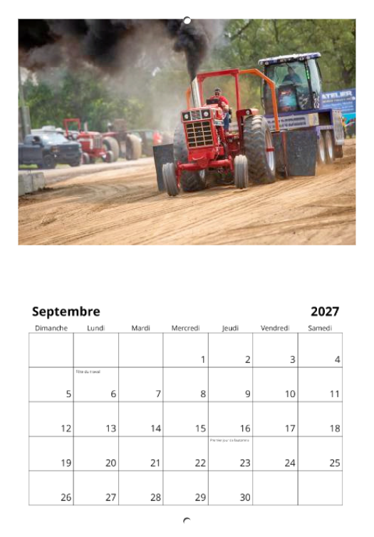Calendrier: Tires de Tracteurs de Bedford 2026 (Pré-vente)
