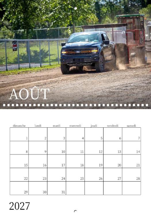 Calendrier: Tires de 4x4 sur terre battue Saint-Jean-de-Dieu 2026 (Pré-vente)